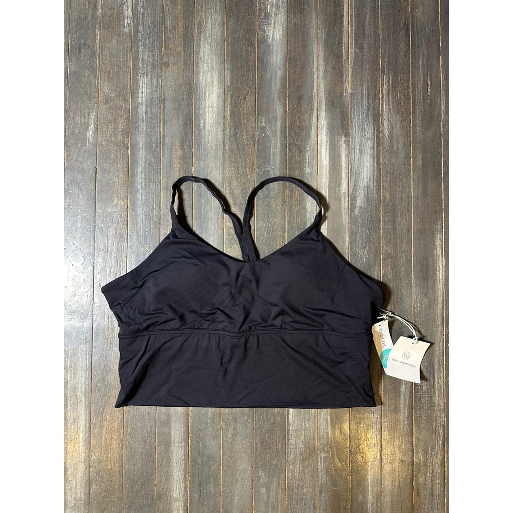 We Wander Stitch Fix Womens Black Longline Racerback‎ Sports Bra Tank Top NWT